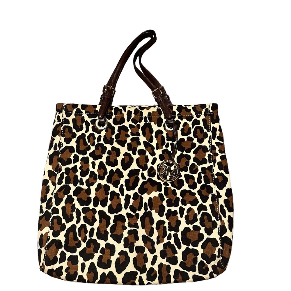 Like new EUC Michael Kors animal print cheetah tote bag purse brown black